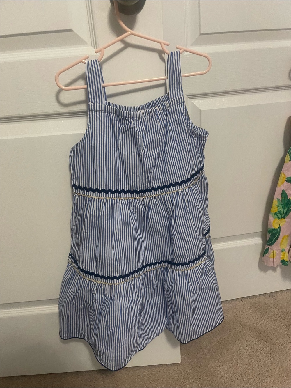 J. Crew Blue and White Striped Girls' Tiered Sundress